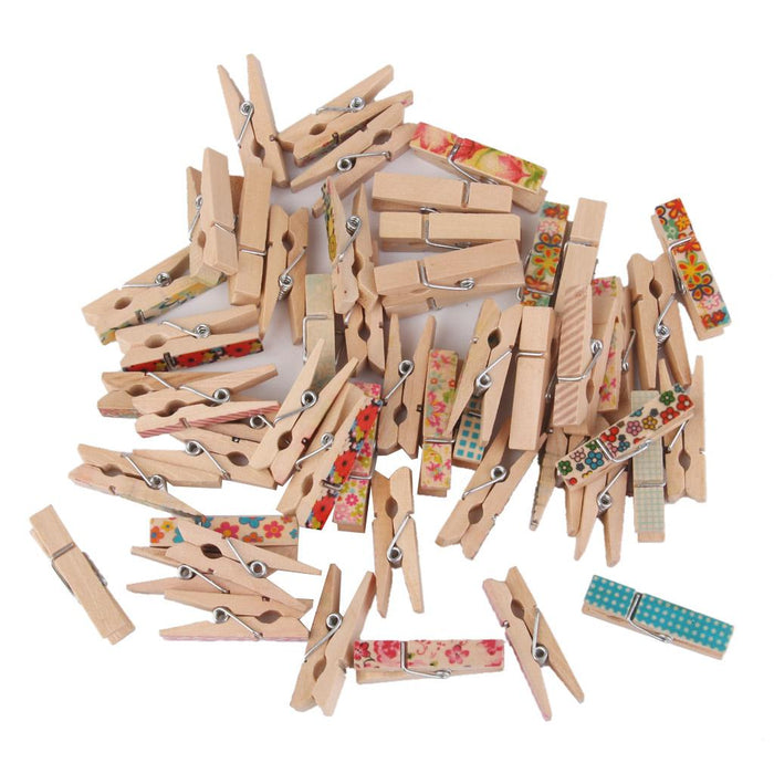 Crofta 100 Pieces Small Color Wood Pegs Wedding Craft Art Photo Note Mini Clip 10x35mm