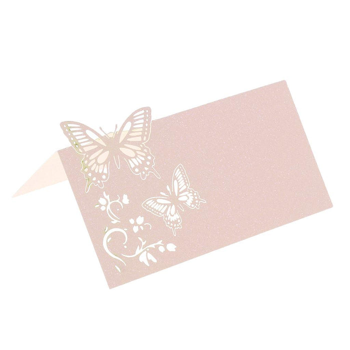 50 Pieces Butterfly Cut Wedding Party Decor Table Name Place Cards Pink