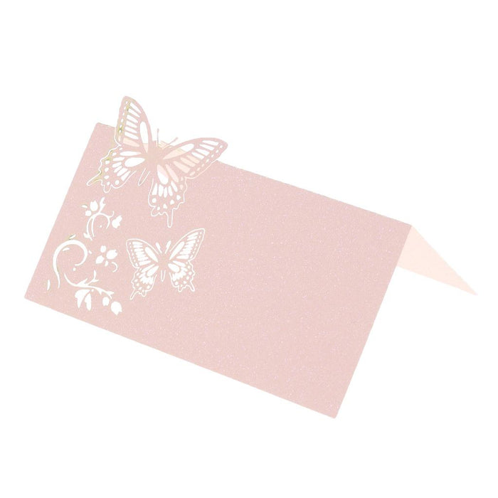 50 Pieces Butterfly Cut Wedding Party Decor Table Name Place Cards Pink