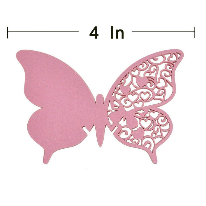 50x Butterfly Wine Glass Table Name Place Card Wedding Christmas Favor Pink