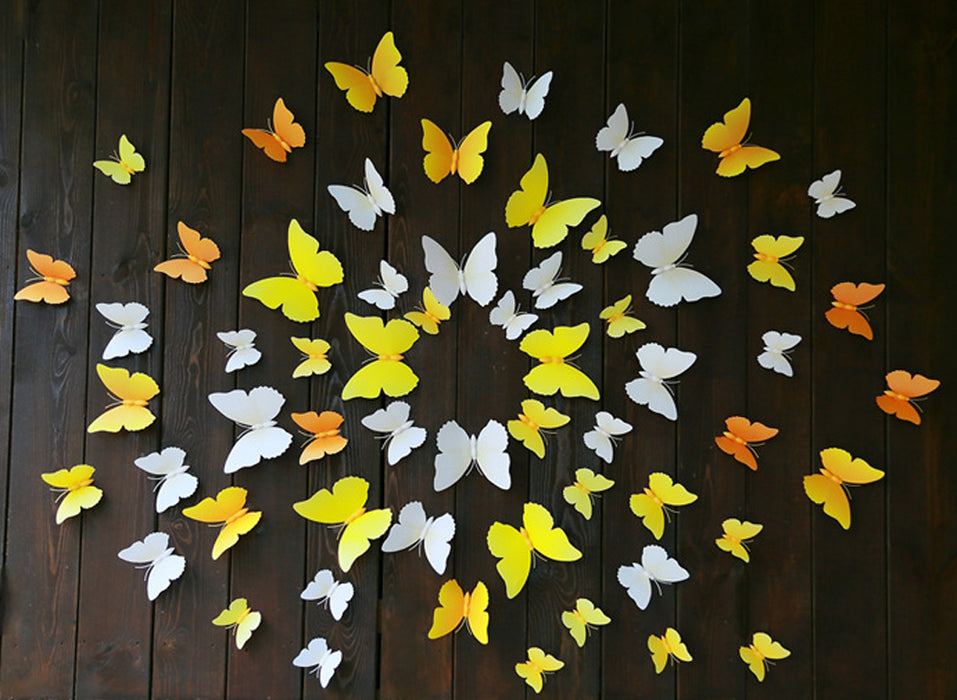 12pcs Artificial Butterfly for Home Wedding DIY Decorations Yellow