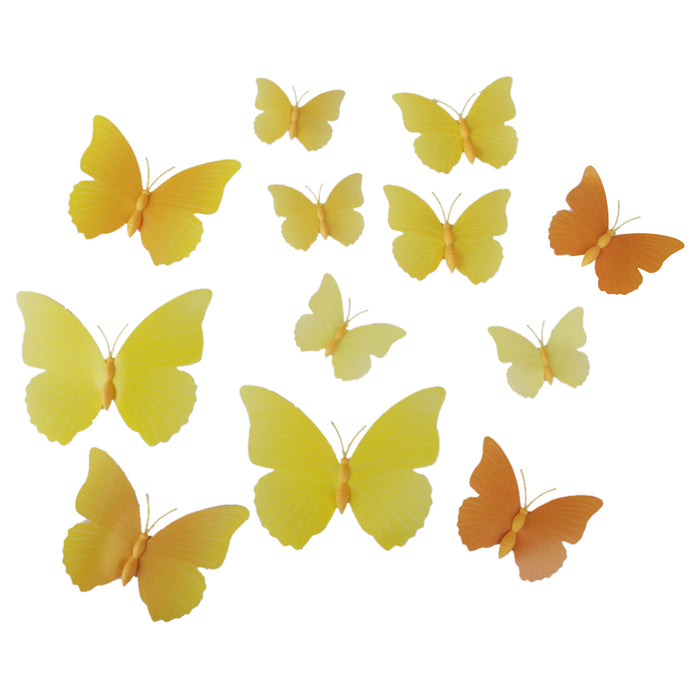 12pcs Artificial Butterfly for Home Wedding DIY Decorations Yellow