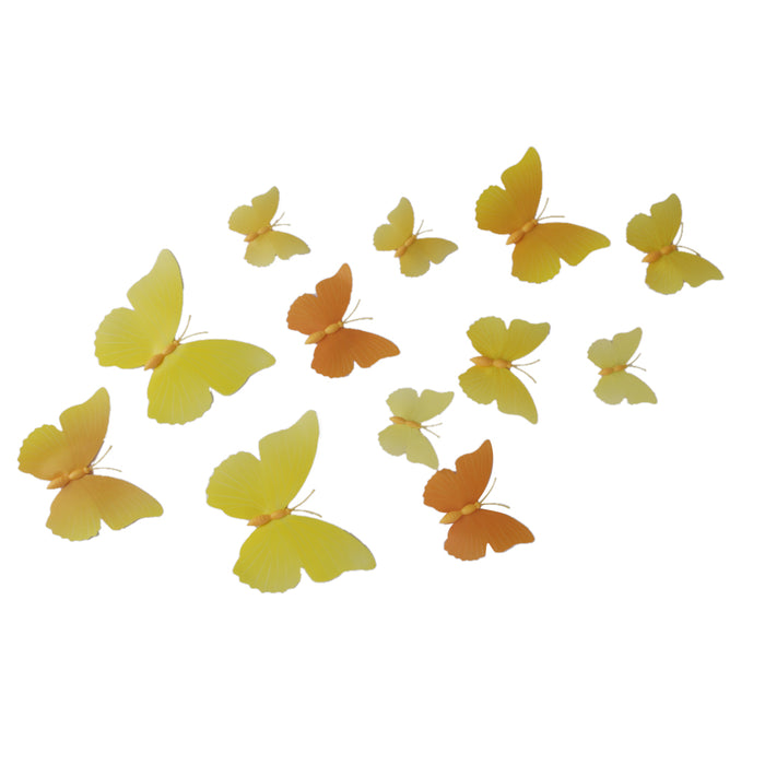 12pcs Artificial Butterfly for Home Wedding DIY Decorations Yellow