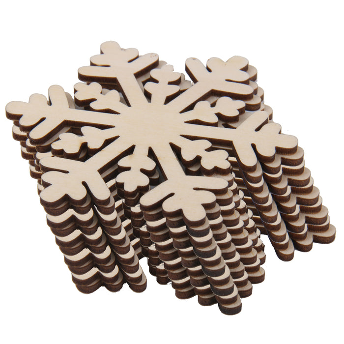 10pcs  Snowflake Wood Embellishment Christmas Home Festival Decoration