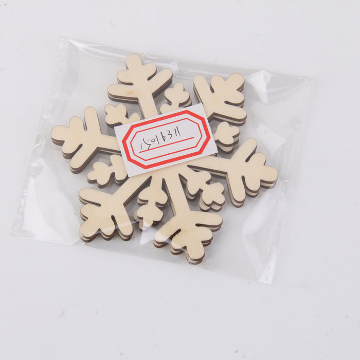 10pcs  Snowflake Wood Embellishment Christmas Home Festival Decoration