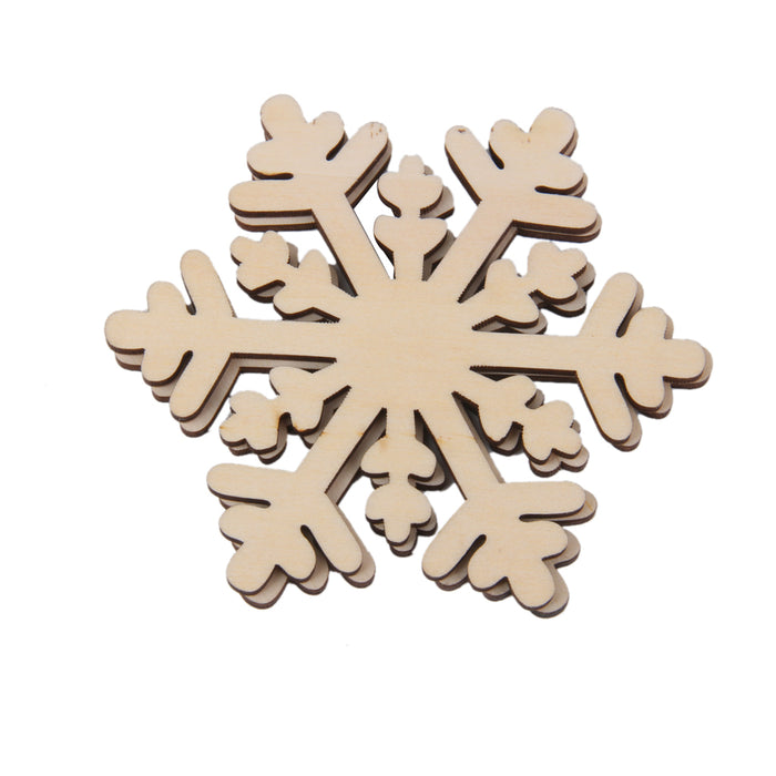 10pcs  Snowflake Wood Embellishment Christmas Home Festival Decoration