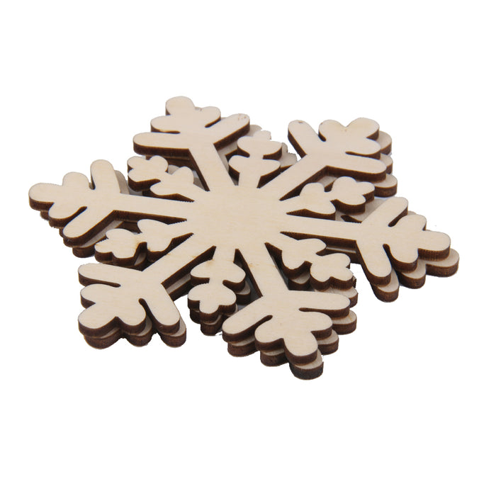 10pcs  Snowflake Wood Embellishment Christmas Home Festival Decoration