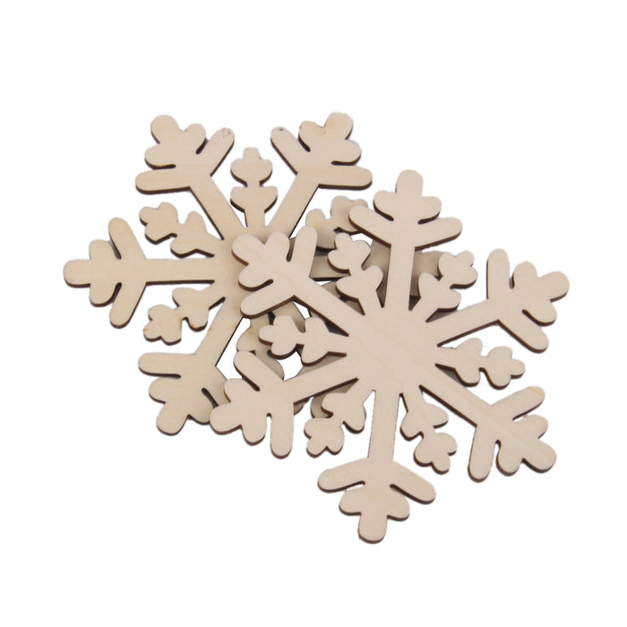 10pcs  Snowflake Wood Embellishment Christmas Home Festival Decoration