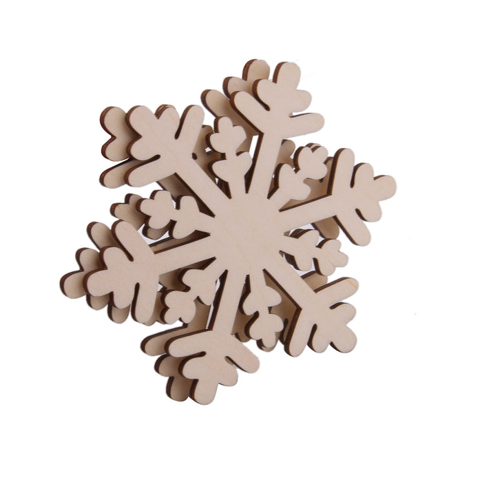 10pcs  Snowflake Wood Embellishment Christmas Home Festival Decoration