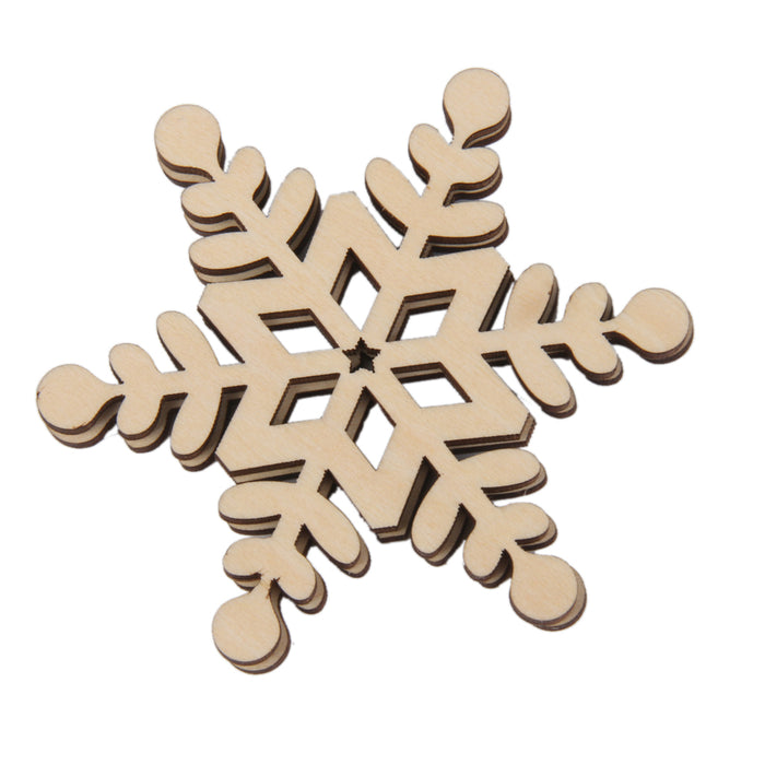 10x Snowflake Wood Embellishment Christmas Tree Hanging Ornament Decor