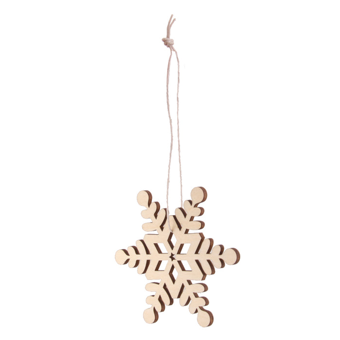 10x Snowflake Wood Embellishment Christmas Tree Hanging Ornament Decor