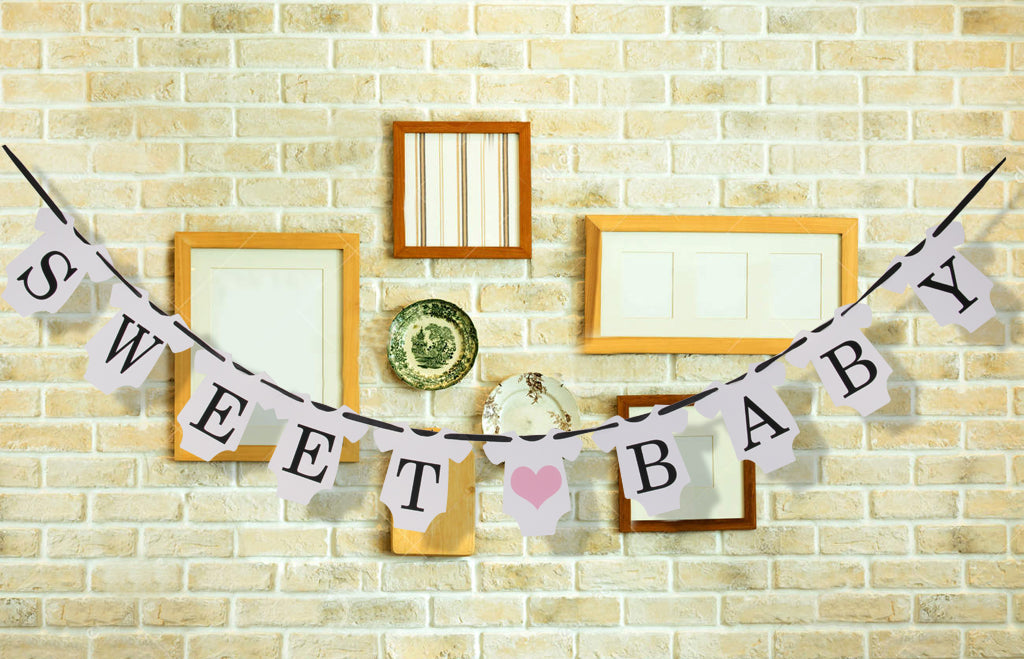 SWEET BABY Pink Heart Baby Shower Bunting