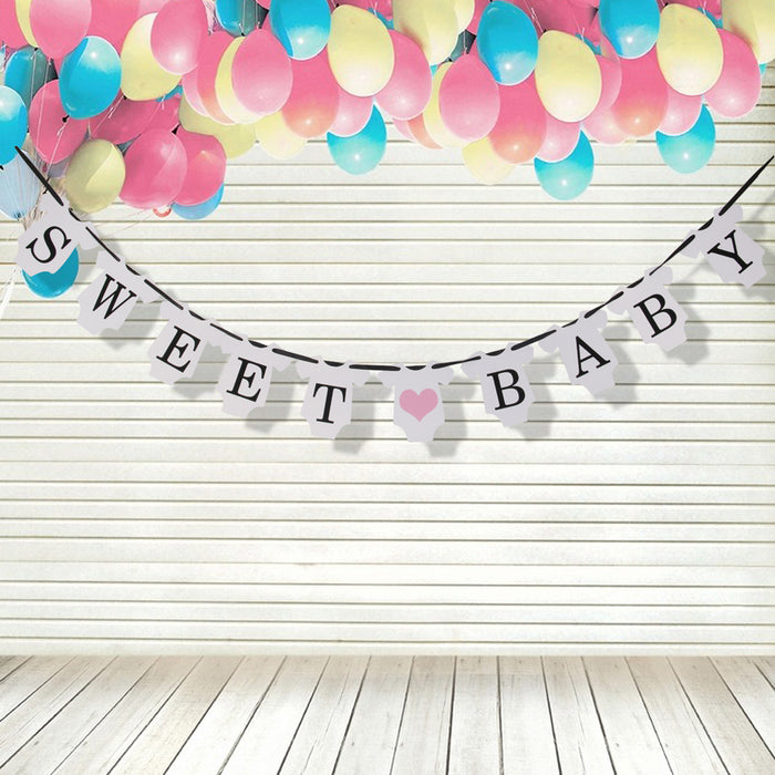 SWEET BABY Pink Heart Baby Shower Bunting