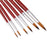 6pcs Assorted Size Artist Painting Round Tip Nylon Brushes-Dark Red