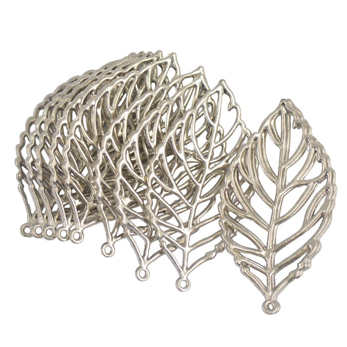 10pcs Silver Plated Alloy Hollow Tree Leaf Jewelry Making Charms Pendant