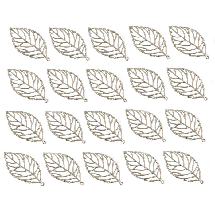 10pcs Silver Plated Alloy Hollow Tree Leaf Jewelry Making Charms Pendant