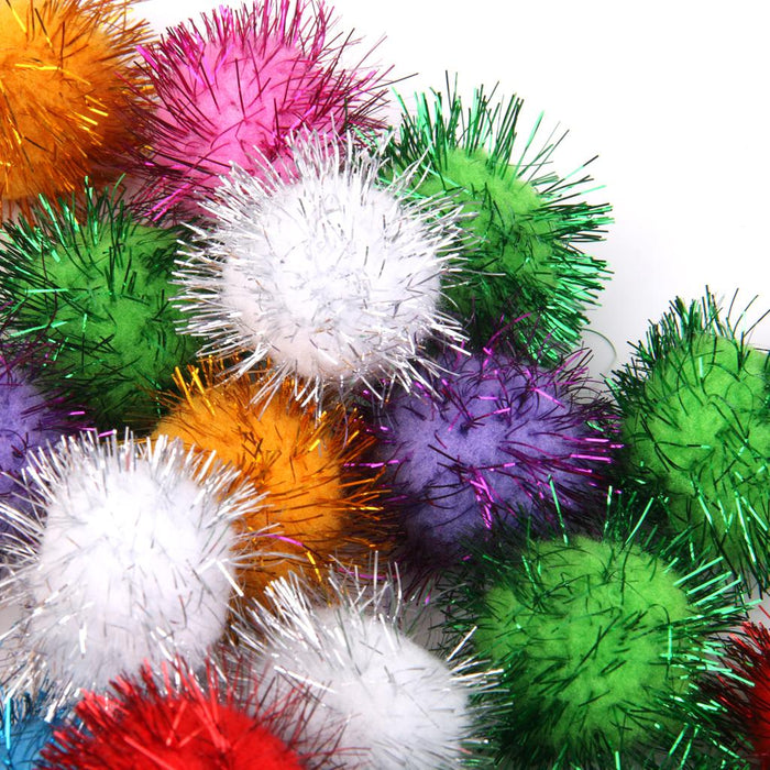 Crofta 140Pieces 3.5cm Glitter Sprayed Pompoms Balls Crafts Making   Toys