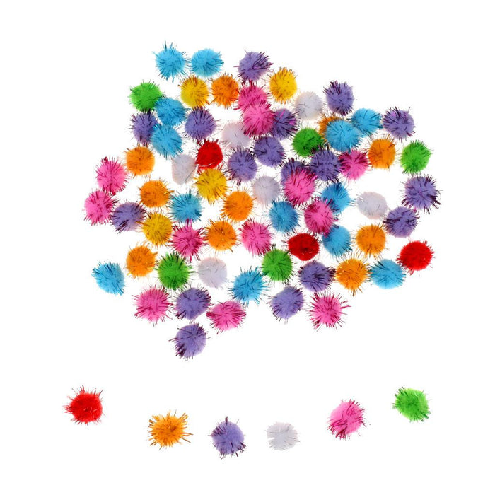 Crofta 170pcs Mixed 15/35mm Glitter Tinsel Pompom Balls Pom Pom Ball