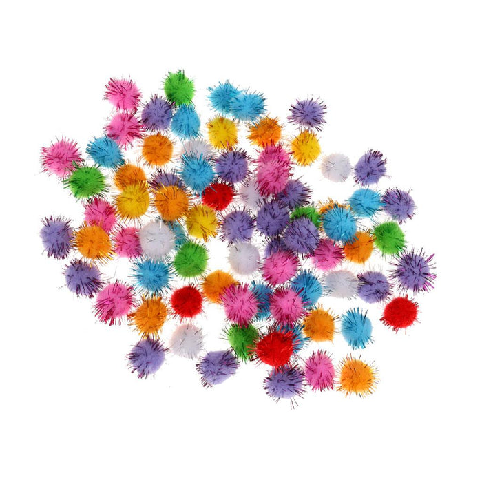 Crofta 170pcs Mixed 15/35mm Glitter Tinsel Pompom Balls Pom Pom Ball