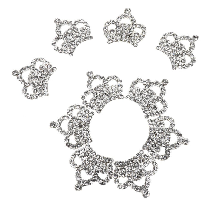 Crofta 10 Silver Rhinestone Crown Bling Kits Craft Embellishments Scrapbook Buttons