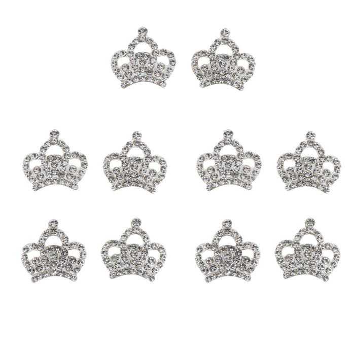 Crofta 10 Silver Rhinestone Crown Bling Kits Craft Embellishments Scrapbook Buttons