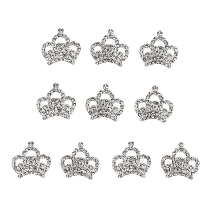 Crofta 10 Silver Rhinestone Crown Bling Kits Craft Embellishments Scrapbook Buttons