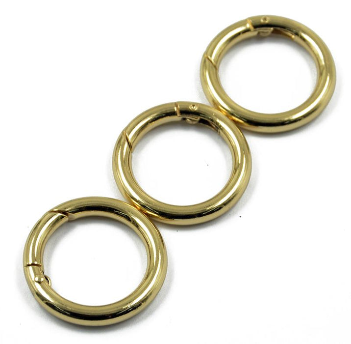 3pcs Gold Plated Alloy Round Spring Snap Hooks Clip 35mm