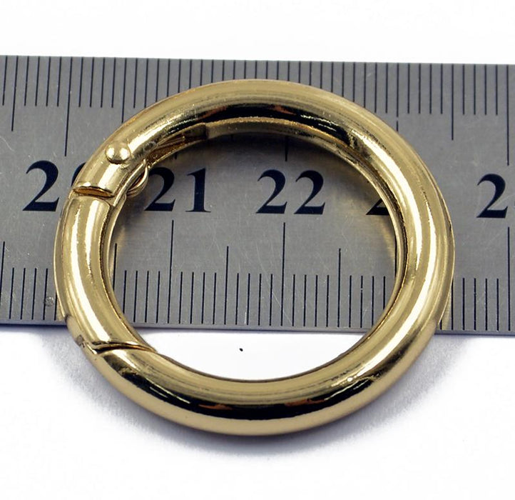 3pcs Gold Plated Alloy Round Spring Snap Hooks Clip 35mm