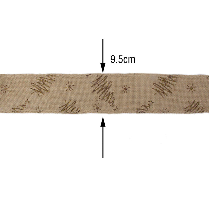 3M Hessian Burlap Wire Edge Ribbon for Christmas Craft Decor 9.5cm