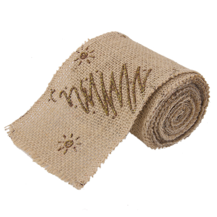 3M Hessian Burlap Wire Edge Ribbon for Christmas Craft Decor 9.5cm