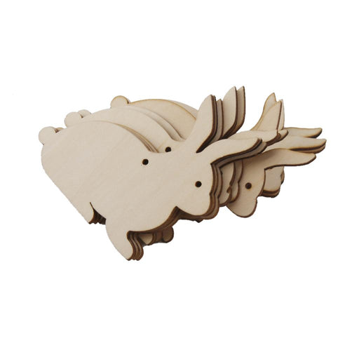 10 pcs Wooden MDF Rabbit Shape Tags Decoration 6 cm