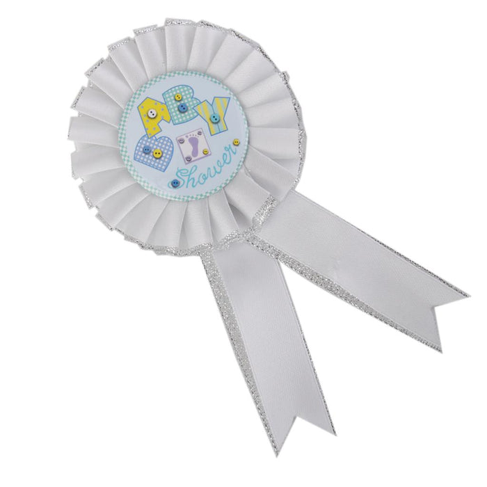 White Satin Baby Shower Badge Rosette Party Accessory