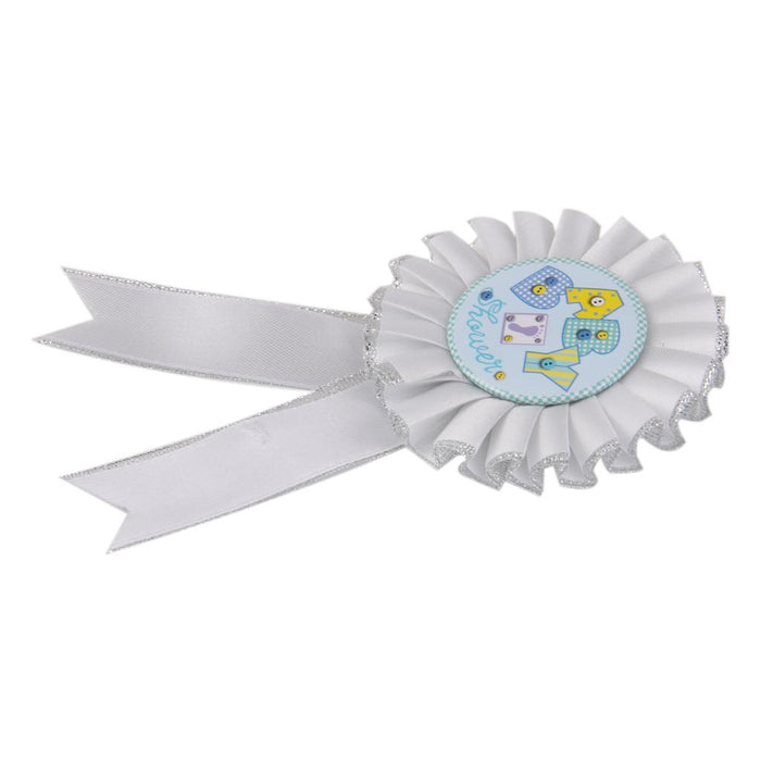 White Satin Baby Shower Badge Rosette Party Accessory