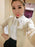 White Lace Floral Fake Wave Collar Detachable Half Shirt Blouse