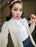 White Lace Floral Fake Wave Collar Detachable Half Shirt Blouse