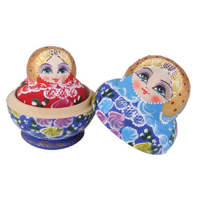 Crofta 10pcs Wooden Russian Nesting Babushka Matryoshka Dolls Set Hand Painted 15cm