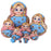 Crofta 10PCS Painted Flower Wooden Russian Nesting Dolls- Blue&Gold