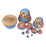 Crofta 10PCS Painted Flower Wooden Russian Nesting Dolls- Blue&Gold