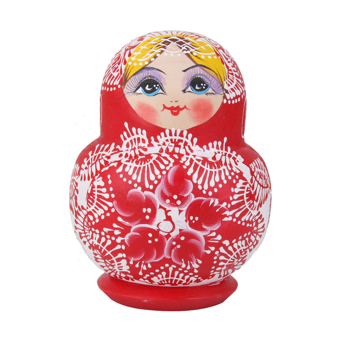 Crofta 10x Hand Painted Red Wooden Nesting Dolls Babushka Matryoshka Art Crafts Kids Play Fun Toy Home Ornament