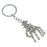 1pcs Round Silver Split Key Ring Key Holder w. Punk Skull Skull Hand Pendent