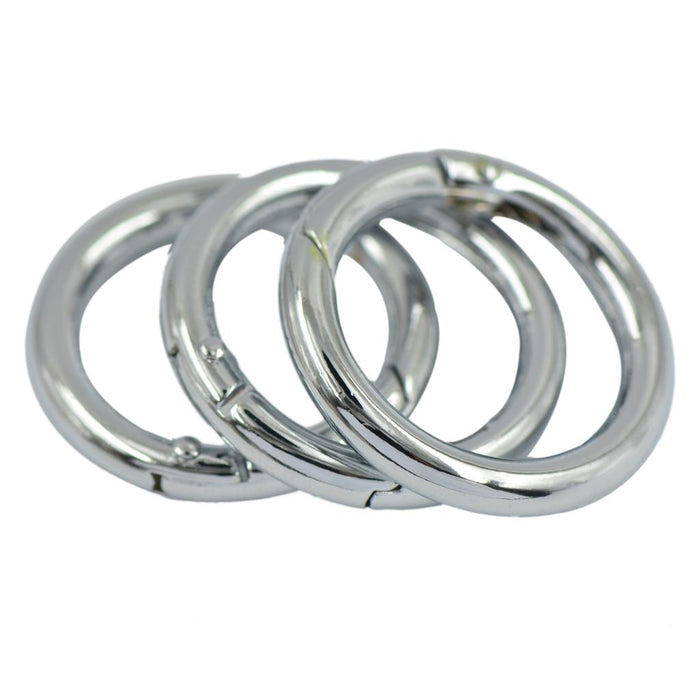 3pcs Silver Plated Alloy Round Spring Snap Hooks Clip 35mm