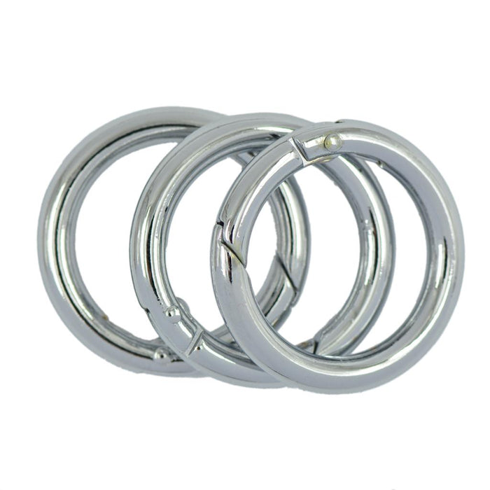 3pcs Silver Plated Alloy Round Spring Snap Hooks Clip 35mm