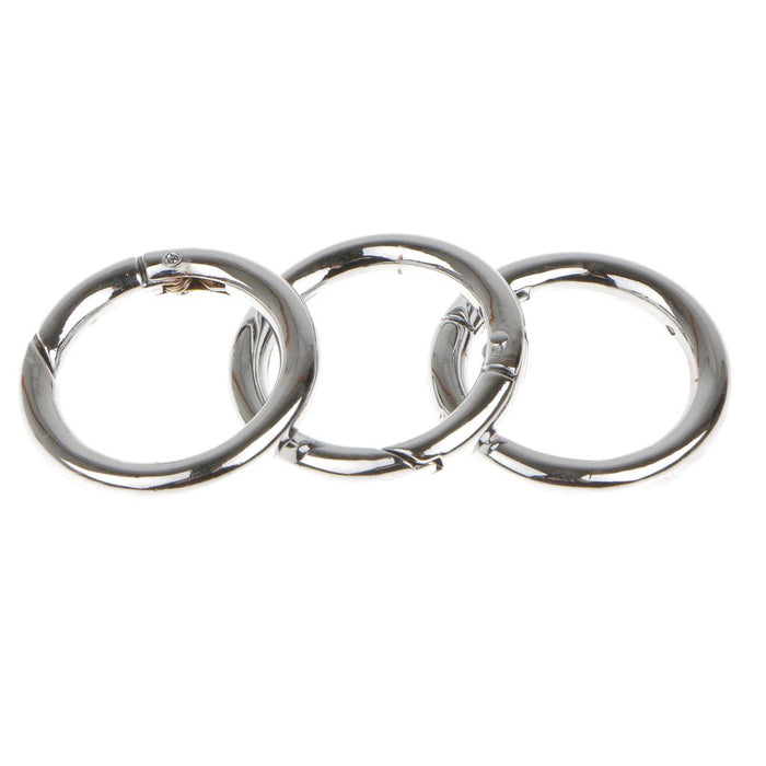 3pcs Silver Plated Alloy Round Spring Snap Hooks Clip 35mm