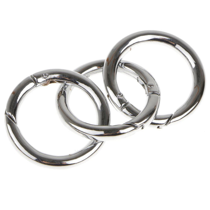 3pcs Silver Plated Alloy Round Spring Snap Hooks Clip 35mm