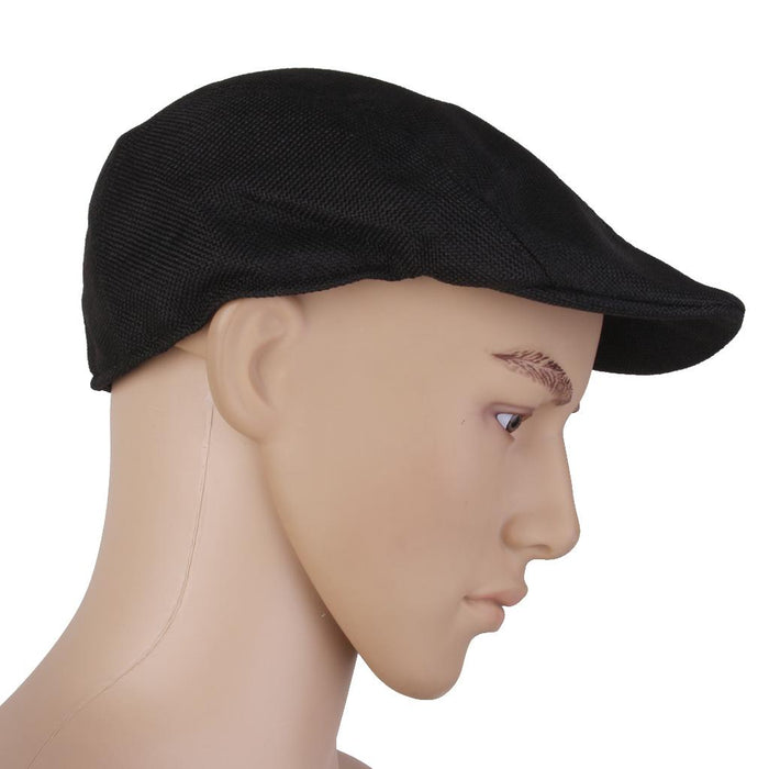 Winter Peaked Cap Flat Hat Beret Hat Cabbie Newsboy Golf Cap Black