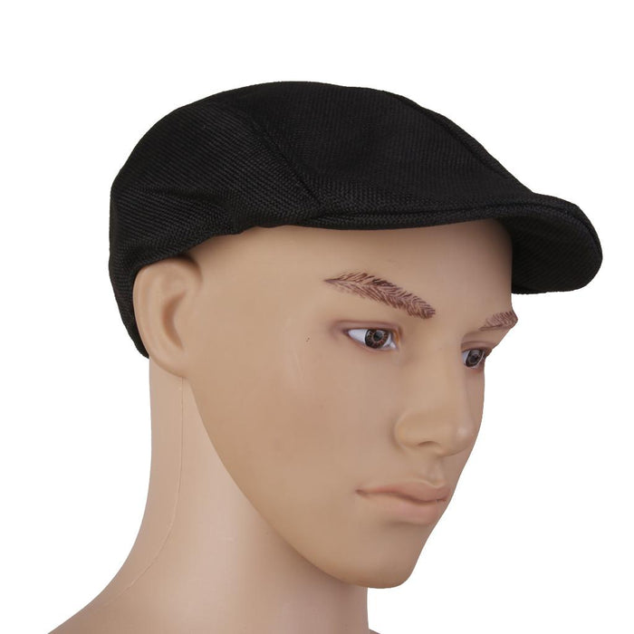 Winter Peaked Cap Flat Hat Beret Hat Cabbie Newsboy Golf Cap Black