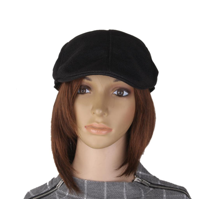 Winter Peaked Cap Flat Hat Beret Hat Cabbie Newsboy Golf Cap Black