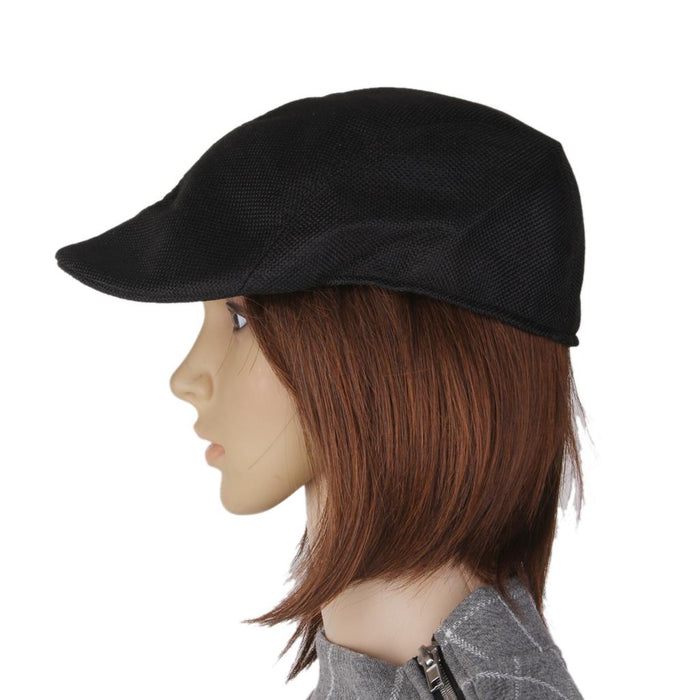 Winter Peaked Cap Flat Hat Beret Hat Cabbie Newsboy Golf Cap Black