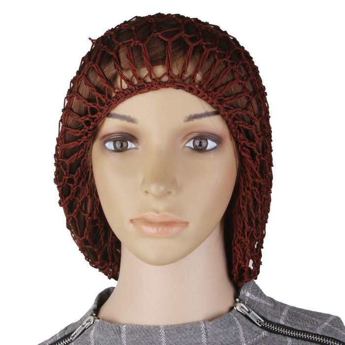 Crofta 1x Women Soft Rayon Snood Hair Net Fashion Crochet Hairnet Cap Brown