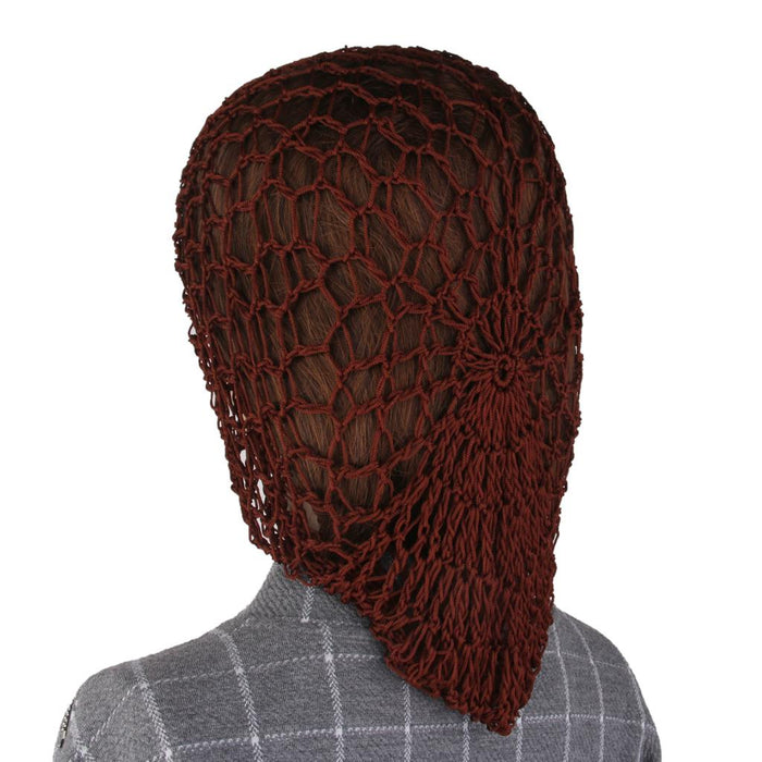 Crofta 1x Women Soft Rayon Snood Hair Net Fashion Crochet Hairnet Cap Brown